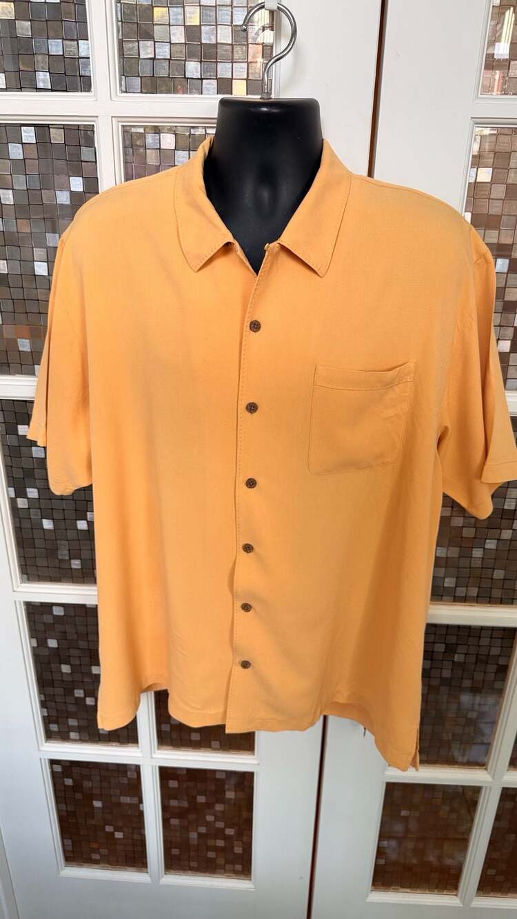 Tommy Bahama Camp Shirt Orange Short Sleeve # 679